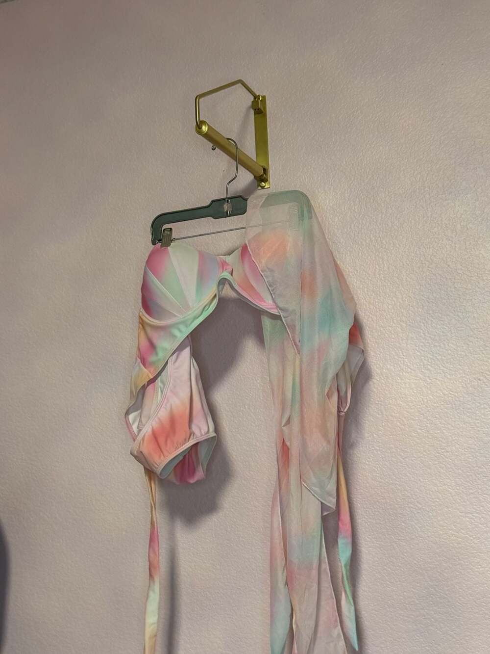 SHEIN Bikini Size XL Multi Tie Dye Underwire Swimsuit Cover Up Set